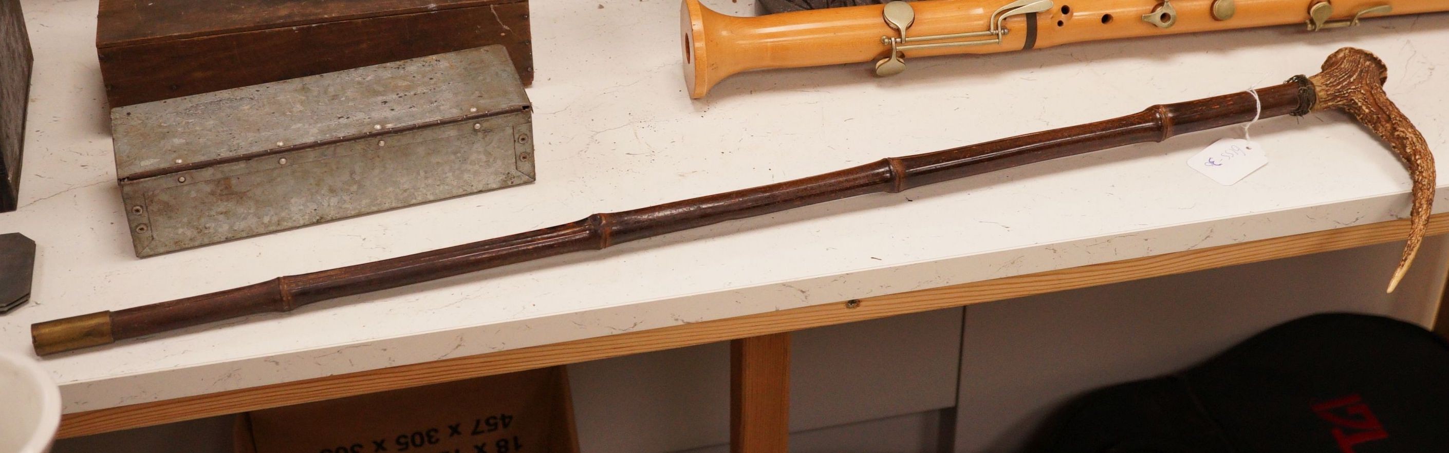 An antler handled walking stick, 90cm total